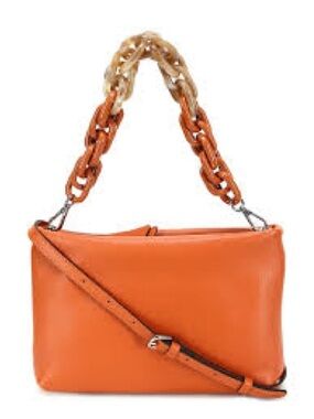 Gianni Chiarini Brenda Clutch Bag In Hammered Coral Leather With Resin Chain